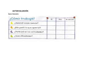 AUTOEVALUACIÒN
Escala Descriptiva
 