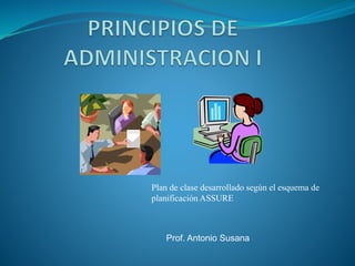 Plan de clase desarrollado según el esquema de 
planificación ASSURE 
Prof. Antonio Susana 
 