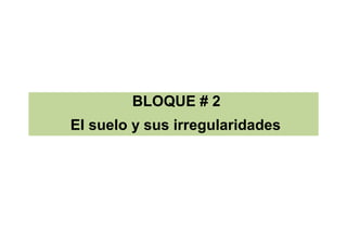 BLOQUE # 2
El suelo y sus irregularidades
 