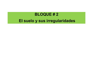 BLOQUE # 2
El suelo y sus irregularidades
 