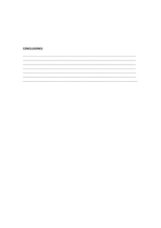 CONCLUSIONES:
…………………………………………………………………………………………………………………………………………………
…………………………………………………………………………………………………………………………………………………
…………………………………………………………………………………………………………………………………………………
…………………………………………………………………………………………………………………………………………………
…………………………………………………………………………………………………………………………………………………
…………………………………………………………………………………………………………………………………………………
…………………………………………………………………………………………………………………………………………………..
 