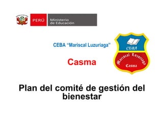 CEBA “Mariscal Luzuriaga”
Casma
Plan del comité de gestión del
bienestar
 