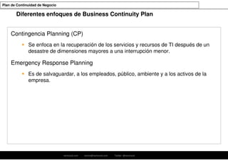 Plan de Continuidad de Negocio | PDF