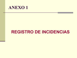 ANEXO 1 REGISTRO DE INCIDENCIAS 