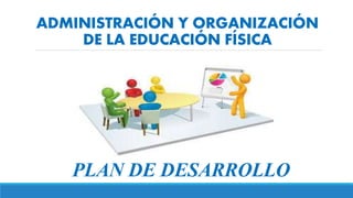ADMINISTRACIÓN Y ORGANIZACIÓN
DE LA EDUCACIÓN FÍSICA
PLAN DE DESARROLLO
 