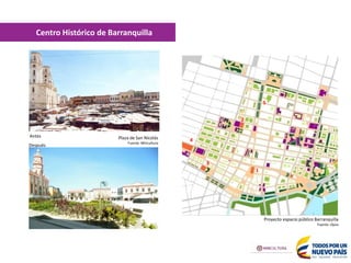 OBRAS MINISTERIO DE
CULTURA - UTCH
OBRAS FONADE
(RECURSOS MINISTERIO
5
Proyecto espacio público Barranquilla
Fuente: Opus
Plaza de San Nicolás
Fuente: Mincultura
Antes
Después
2
4
3
1
5
Centro Histórico de Barranquilla
 