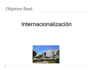 Objetivo final
Internacionalización
 