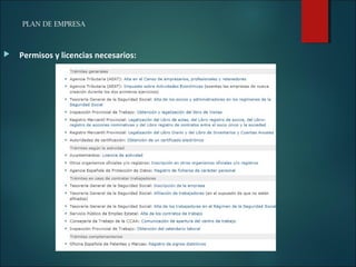 PLAN DE EMPRESA
 Permisos y licencias necesarios:
 