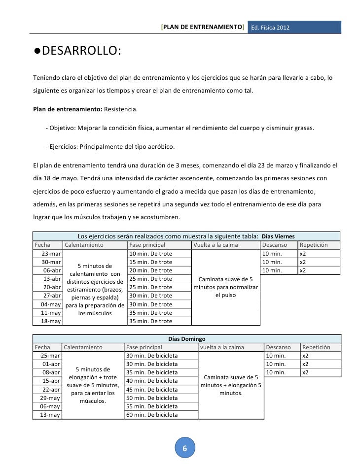planes de entrenamientos fisicos