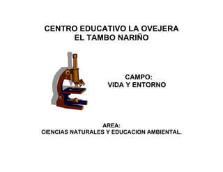 CENTRO EDUCATIVO LA OVEJERA
     EL TAMBO NARIÑO



                        CAMPO:
                   VIDA Y ENTORNO




                  AREA:
CIENCIAS NATURALES Y EDUCACION AMBIENTAL.
 