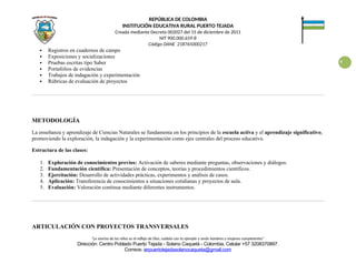 Plan de Estudios de Ciencias Naturales para Educación Rural en Puerto ...
