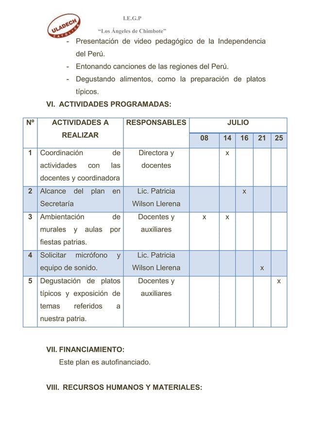 Plan de fiestas patrias PDF
