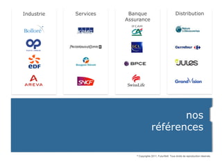Industrie   Services    Banque                                  Distribution
                       Assurance




                                                 nos
                                          références

                           ©   Copyrights 2011, FuturSkill. Tous droits de reproduction réservés.
 
