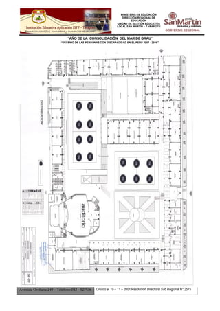 MINISTERIO DE EDUCACIÓN
DIRECCIÓN REGIONAL DE
EDUCACIÓN
UNIDAD DE GESTIÓN EDUCATIVA
LOCAL SAN MARTÍN – TARAPOTO
“AÑO DE LA CONSOLIDACIÓN DEL MAR DE GRAU”
“DECENIO DE LAS PERSONAS CON DISCAPACIDAD EN EL PERÚ 2007 - 2016”
24
Avenida Orellana 249 – Teléfono 042 - 527536 Creado el 19 – 11 – 2001 Resolución Directoral Sub Regional N° 2575
 
