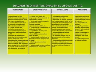 DIAGNÓSTICO INSTITUCIONAL EN EL USO DE LAS TIC.<br />