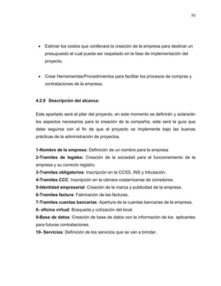 Plan de gestión para crear una empresa de bienes raíces | PDF