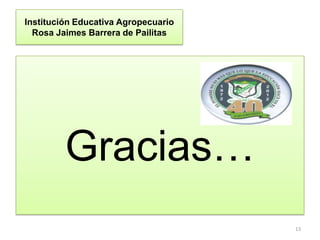 Institución Educativa Agropecuario
  Rosa Jaimes Barrera de Pailitas




         Gracias…
                               ...