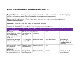Plan de Gestion Tic I.E. Dominguillo | PDF
