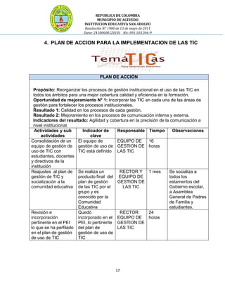 Plan de gestion uso de tic san adolfo ultimo | PDF