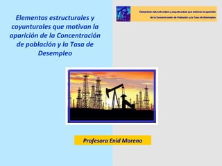 Profesora Enid Moreno Elementos estructurales y coyunturales que motivan la aparición de la Concentración de población y la Tasa de Desempleo 