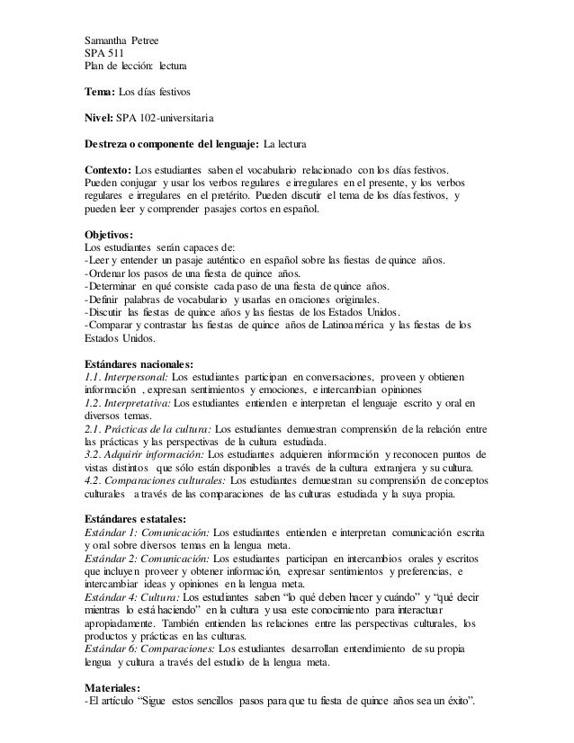 Plan de leccion lectura