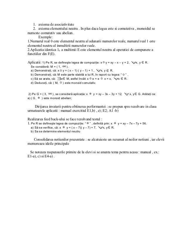 Plan De Lectie 12 E Monoizi
