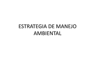 ESTRATEGIA DE MANEJO
AMBIENTAL
 