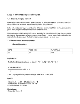 Plan de mantenimiento de la condicón física | PDF