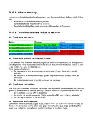 Plan de mantenimiento de la condicón física | PDF
