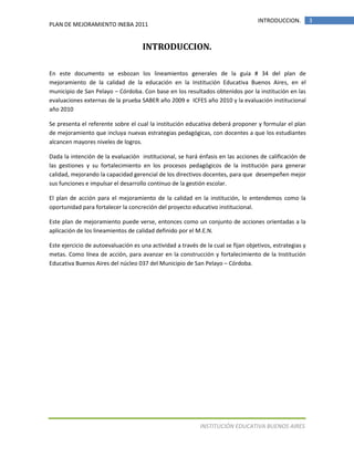 Plan de mejoramiento 2011