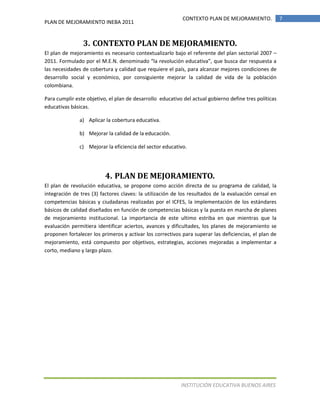 Plan de mejoramiento 2011