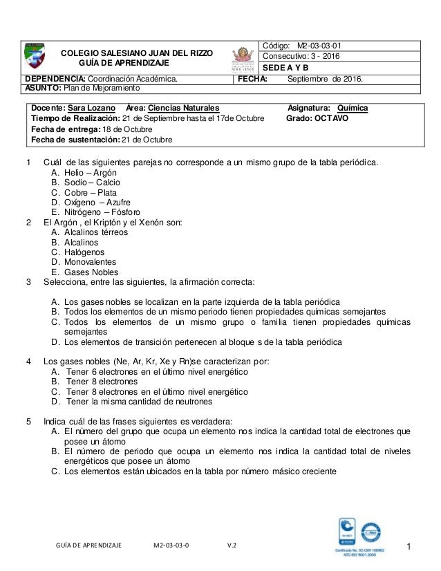 plan de mejoramiento octavo iii periodo tema nomenclatura quimica 2016 - Tabla Periodica De Los Elementos Quimicos Monovalentes plan de mejoramiento octavo iii periodo tema nomenclatura quimica 2016 - Tabla Periodica De Los Elementos Quimicos Monovalentes