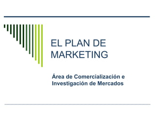 EL PLAN DE
MARKETING
Área de Comercialización e
Investigación de Mercados
 