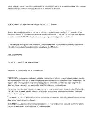 Plan de mercadotecnia red bull