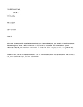 Plan de mercadotecnia red bull