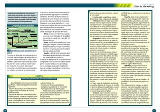 plan de negocio
                                                                                                                                                                              Plan de Marketing

                                                      El precio es una decisión empresarial de         servicios de esta clase de hoteles a través       es FITUR (que se celebra una vez al año en
      Umbral de rentabilidad es el volumen de
                                                      gran importancia y requiere un análisis          de este canal.                                    Madrid).
      producción por encima del cual la empresa
      empieza a obtener beneficios, ya que cubre      detallado. A la hora de fijar el precio se           A continuación se explica con mayor                •Cuarto: dado el carácter local del
      todos sus costes fijos y los costes variables   establecerán unos límites: uno máximo            detenimiento estos seis puntos de actuación:      negocio, si a la inauguración asisten las
      correspondientes a esta producción.             por encima del cual el clien te no estará             • Primero: Se hacer llegar a un deter-       personalidades que se tienen previstas,
                                                      dispuesto a comprar el producto y otro           minado número de personas la notifica-            podemos conseguir que algún medio de
                                                      mínimo por debajo del cual no se venderá         ción e invitación a la inauguración del           comunicación local informe de este acto.
           Umbral de rentabilidad                                                                      hotel durante un fin de semana. Estas             Es de vital importancia que el acto de
                                                      para evitar pérdidas económicas.
                                                                                                       personas están vinculadas con el turismo          inauguración se prepare cuidando el más
                                                      Al comienzo de la actividad se establecerán
                                                                                                       de la localidad y a nivel nacional (repre-        mínimo detalle. Un fallo o descuido de
                                                      varias estrategias de precios diferentes:        sentantes de las principales instituciones        algún aspecto de imagen, puede ser tras-
                                                           - Altos, se usan normalmente cuando         que fomentan el turismo) o son propieta-          cendental para el “renombre” del hotel
                                                           el precio es un indicador de la calidad     rios de comercios de la localidad.                durante todo su periodo de actividad.
                                                           del producto y así lo van a percibir los         •Segundo:El folleto es un tríptico des-      •Quinto: la mayor parte de los clientes
                                                           futuros clientes.                           plegable. En la parte interior se explican        actuales han conocido esta oferta de
                                                           - Bajos, sacrificando beneficios a corto    las características y las actividades que se      turismo a través de recomendaciones de
                                                           plazo para adquirir cuota de mercado,       llevan a cabo en el hotel o en los lugares        la familia o amigos.
                                                           analizando tanto el riesgo económico        próximos (visitas a diferentes emplaza-           Este canal de comunicación “gratuito” es
                                                           como los riesgos que pueden compor-         mientos de interés turístico e histórico,         posiblemente el más eficaz, siempre que
      3.7 DETERMINACIÓN DEL PRECIO DE                                                                  senderismo y demás).                              exista una percepción del negocio favora-
                                                           tar una subida posterior.
                                                                                                       Cuenta con cinco fotografías a color en           ble, y esto exige el esfuerzo conjunto de
     VENTA                                                 - Iguales a los de la competencia, pero     las que queda reflejado el cuidado aspec-         todas las personas que trabajen en él.
     Consiste en dilucidar la estrategia de pre-           resaltando algún elemento diferencia-       to exterior e interior del edificio. Dos fot o-   Por este motivo, es necesario cuidar todos
     cios más adecuada para la empresa a par-              dor o exclusivo del producto.               grafías del exterior: una de la fachada           los aspectos (calidad del servicio, lo referen-
     tir de las valoraciones de los costes fijos,     El precio no siempre es un factor decisivo de    principal y entrada (que se sitúa en la           te a la restauración, diversidad de activida-
     variables y de comercialización. Estará en       compra. No todas las veces resulta acertado      portada del folleto) y otra de todo el exte-      des, una apropiada estética y decoración de
     función del coste real de la elaboración         poner excesivo énfasis en el precio bajo         rior del complejo multifuncional( que se          todos los lugares del hotel, etc.).
     del producto o servicio, del margen              como estrategia. Se pueden resaltar otro         encuentra en el interior de dicho folleto).            •Además, para que este canal se
     comercial o beneficio que se quiera obte-        tipo de ventajas competitivas, como la mar-      Las demás fotografías reflejan una de las         asiente sería necesario colocar en las
     ner y de los precios de la competencia.          ca, la garantía de suministro...                 habitaciones, el comedor y la recepción.          zonas comunes del hotel (recepción, salo-
                                                                                                       En la portada del folleto, además de la           nes y pasillos) folletos informativos para
                                                                                                       fotografía, se incluye el nombre del com-         que los clientes los guarden como recuer-
                                                 EJEMPLO                                               plejo multi funcional y el logotipo. En la        do del lugar y para que puedan enseñarlo
                                                                                                       parte posterior a la contraportada hay            a otras personas.
                           Publicidad y Promoción “Casa de turismo rural”                              dos pequeños mapas para guiar a los               A partir del segundo año se estudiará la
                                                                                                       clientes.                                         posibilidad de contratar una página en
          Las principales acciones promocionales      redes temáticas, etc.                            La mayor parte de los folletos se distribui -     Internet.
      que llevan a cabo estos organismos son las      - Presencia en ferias y exposiciones.            rán por las Oficinas de Turismo de Castilla       Con cada uno de los trabajos se quiere
      siguientes:                                     - Campañas publicitarias en los medios.          La Mancha: Organismos Oficiales Locales           alcanzar a un mismo público objetivo,
      - Edición del catálogo de establecimientos      - Puntos y teléfonos de información.             y otros pueblos próximos al hotel, y en la        que se encuentra repartido por toda la
      acogidos a las normativas de Turismo                 En los casos que sea posible, se intenta-   recepción del propio complejo.                    Comunidad de Castilla-La Mancha, aun-
      Rural existentes.                               rá recurrir a la publicidad blanca (por ejem-         •Tercero: al pertenecer a asociacio-         que esperamos turistas de toda la geo-
      - Edición de diferentes materiales de infor-    plo, aprovechando el acto de                     nes de turismo podemos estar represen-            grafía española; por ello cada actuación
      mación general, comarcal o regional, en la      inauguración).                                   tados en ferias y de carácter nacional, sin       tiene asignada una zona de influencia
      que se incluye específicamente el Turismo       Intentar entrar en el canal de promoción         que esto suponga coste alguno para el             determinada. El mayor coste publicitario
      Rural. Estos productos se confeccionan          más eficaz en estos momentos: “boca-oreja”   .   negocio. La feria más importantes para            corresponde a los folletos, aunque no
      sobre diferentes soportes: papel, vídeo,        La mayor parte de los clientes conocen los       un hotel rural de nuestras características        supondrán realmente un gasto elevado.



20                                                                                                                                                                                                         21
 
