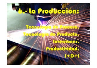 6.6.6.6.6.6.6.6.-------- La Producción:La Producción:La Producción:La Producción:La Producción:La Producción:La Producción:La Producción:
Tecnología de Proceso.Tecnología de Proceso.Tecnología de Proceso.Tecnología de Proceso.Tecnología de Proceso.Tecnología de Proceso.Tecnología de Proceso.Tecnología de Proceso.
Tecnología de Producto.Tecnología de Producto.Tecnología de Producto.Tecnología de Producto.Tecnología de Producto.Tecnología de Producto.Tecnología de Producto.Tecnología de Producto.
8
Tecnología de Producto.Tecnología de Producto.Tecnología de Producto.Tecnología de Producto.Tecnología de Producto.Tecnología de Producto.Tecnología de Producto.Tecnología de Producto.
Inversiones.Inversiones.Inversiones.Inversiones.Inversiones.Inversiones.Inversiones.Inversiones.
Productividad.Productividad.Productividad.Productividad.Productividad.Productividad.Productividad.Productividad.
I+D+iI+D+iI+D+iI+D+iI+D+iI+D+iI+D+iI+D+i
 