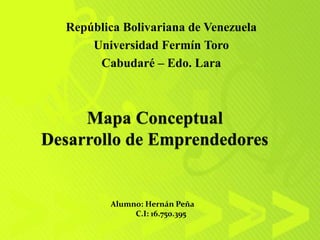 República Bolivariana de Venezuela
    Universidad Fermín Toro
     Cabudaré – Edo. Lara




       Alumno: Hernán Peña
            C.I: 16.750.395
 