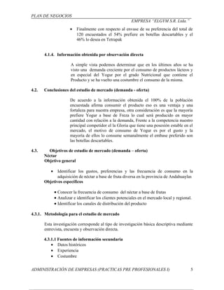 Plan de negocio produccion de yogurt y frugos | DOC