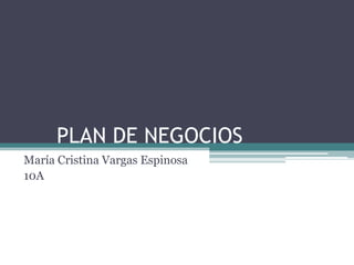 PLAN DE NEGOCIOS
María Cristina Vargas Espinosa
10A
 