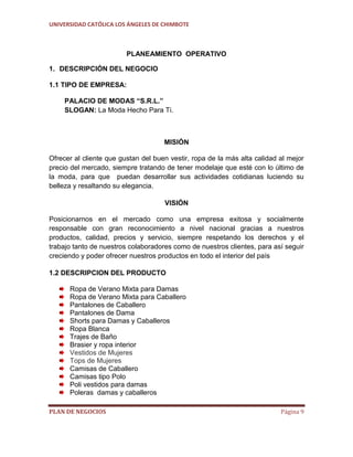PLAN DE NEGOCIOS DE ROPAS