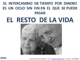 Y del cumplimiento de nuestros sueños y anhelos, ¿ Que ?ViajesCasa o apartamento grande.Autos lujosos.Proyectos de desarrollo personal.Anhelos educativos para nuestros hijos.Aura Cristina Garzón Rodríguez – email : auragarzonr@gmail.com – Contacto : 313-8898963
