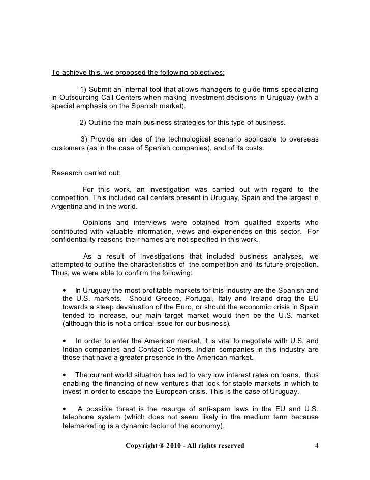 customer service call center business plan