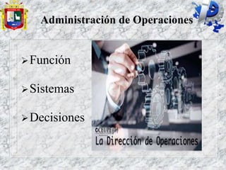 Administración de Operaciones
Función
Sistemas
Decisiones
 