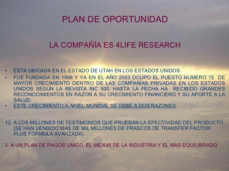 Plan de oportunidad 4 life