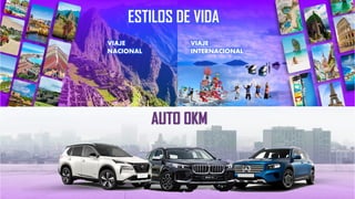 ESTILOS DE VIDA
VIAJE
NACIONAL
VIAJE
INTERNACIONAL
AUTO 0KM
 