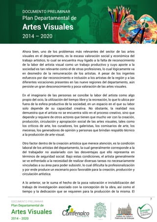 Plan Departamental de Artes  Visuales 2014 - 2020  Documento Preliminar