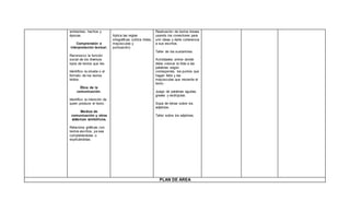 Plan de área grado tercero lenguaje | DOCX