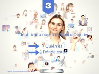 Identificar a nuestro Público Objetivo
¿ Quién es ?
¿ Dónde está ?
www.monicaveravazquez.com
3