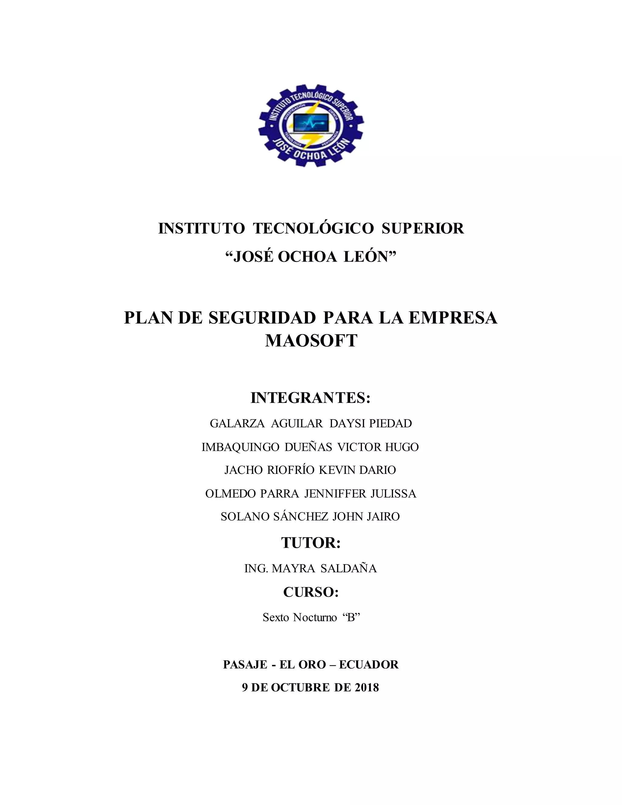 Plan de seguridad para una empresa | PDF